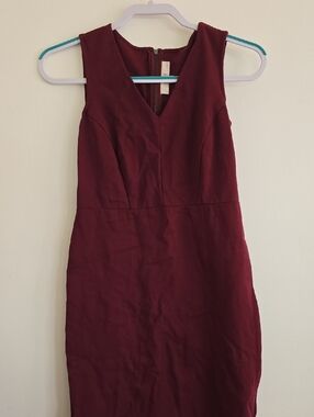 LOFT Sleeveless V-Neck Midi Dress in Burgundy